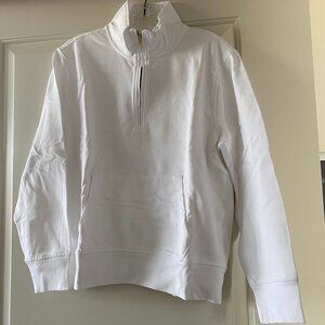 J. Crew Heritage Fleece Falf-Zip Sweatshirt White Size Medium NWT $98